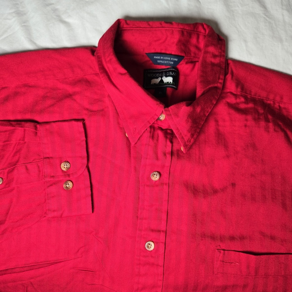 WOODS & GRAY‎ Shirt Mens XL Long Sleeve Red Button Down 100% Cotton